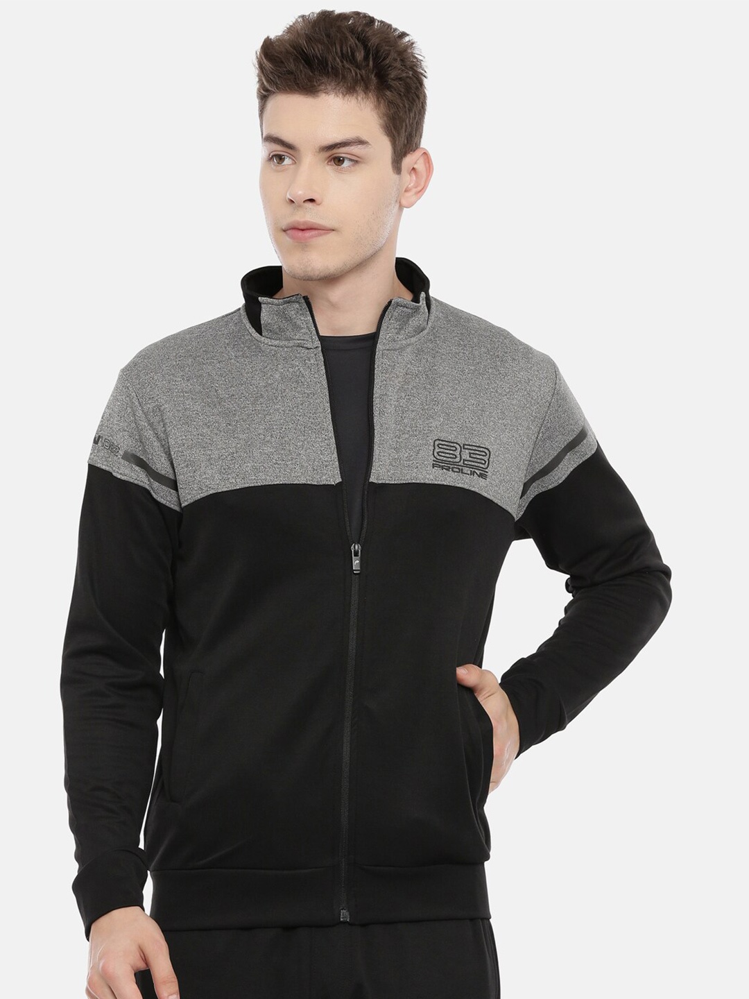 

Proline Active Men Black & Grey Colourblocked Sweatshirt