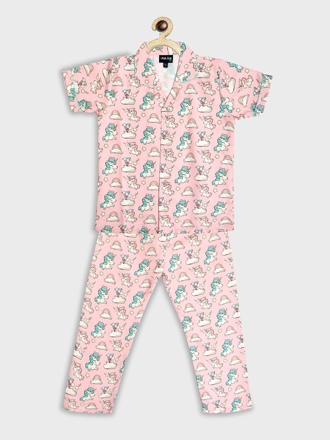 

Sand Dune Unisex Kids Pink & Blue Printed Night suit