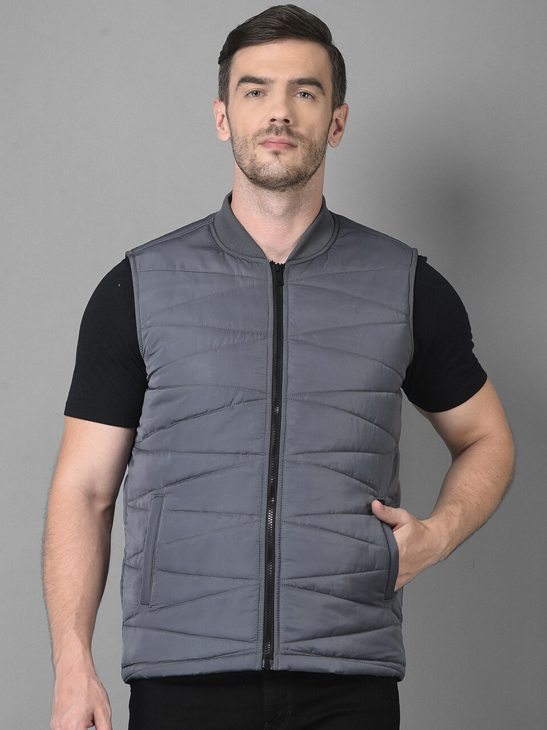 

Canary London Men Grey Solid Lightweight Padded Jacket