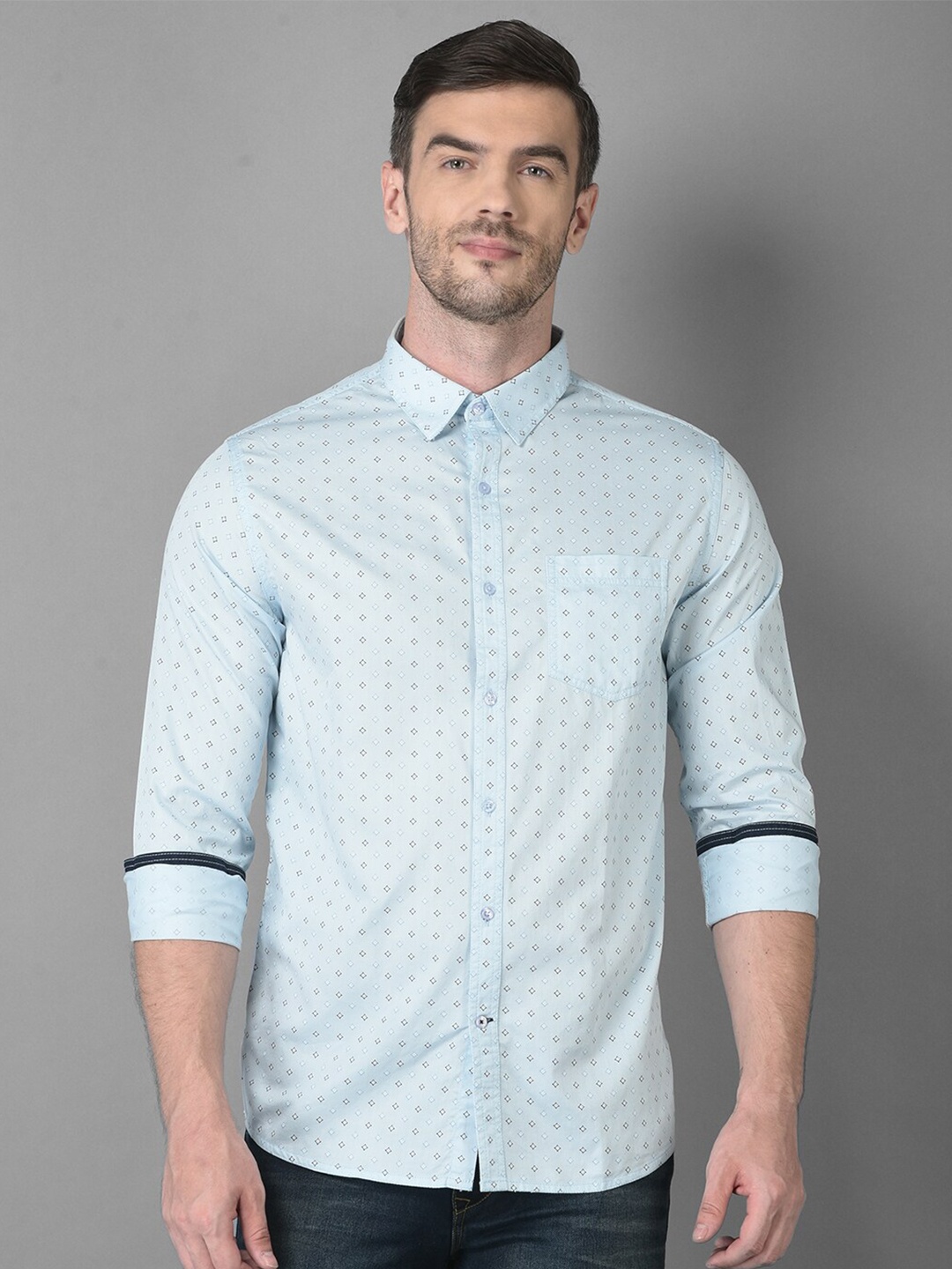 

Canary London Men Blue Smart Slim Fit Printed Casual Shirt
