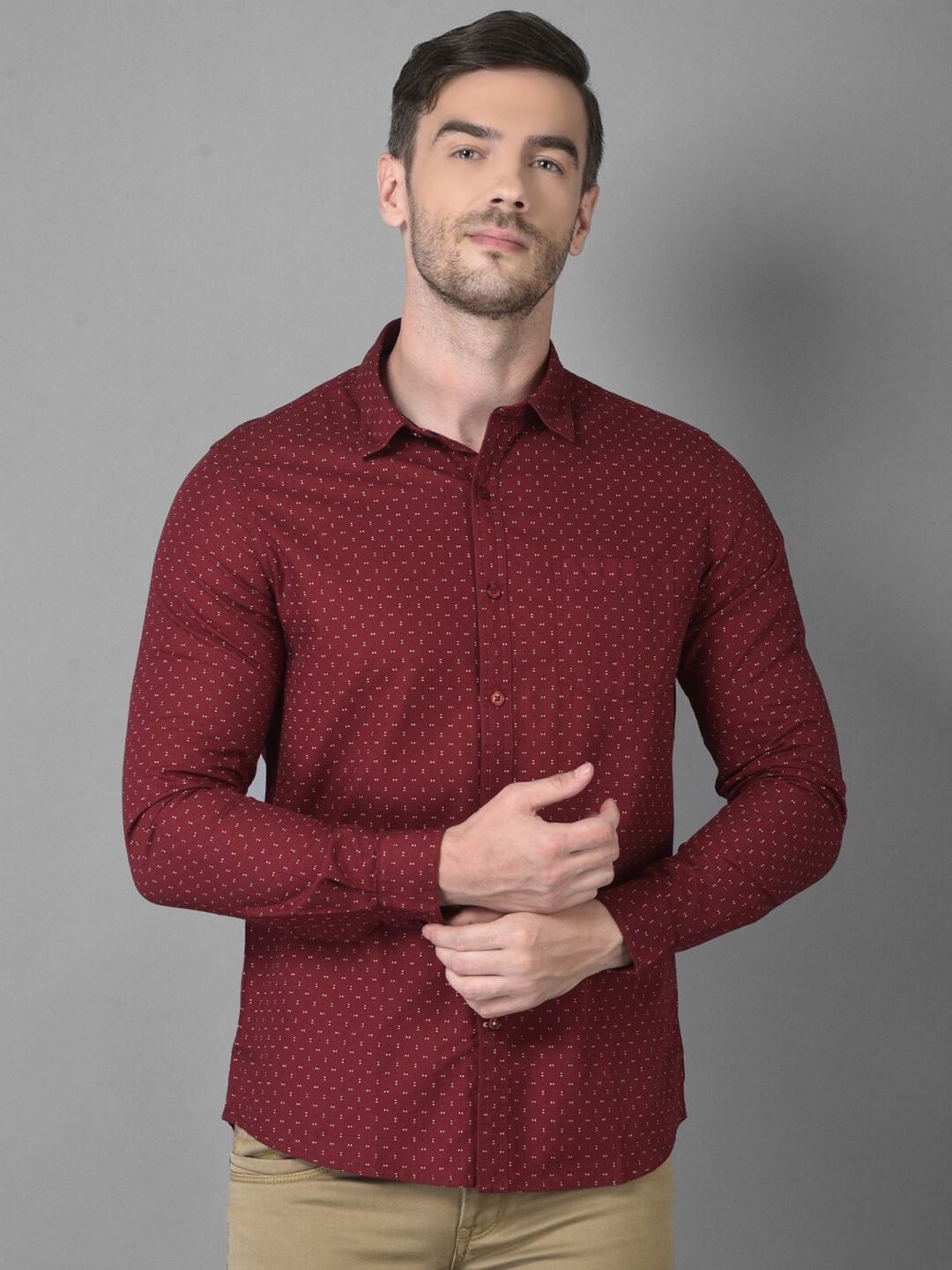 

Canary London Men Maroon Smart Slim Fit Printed Casual Shirt