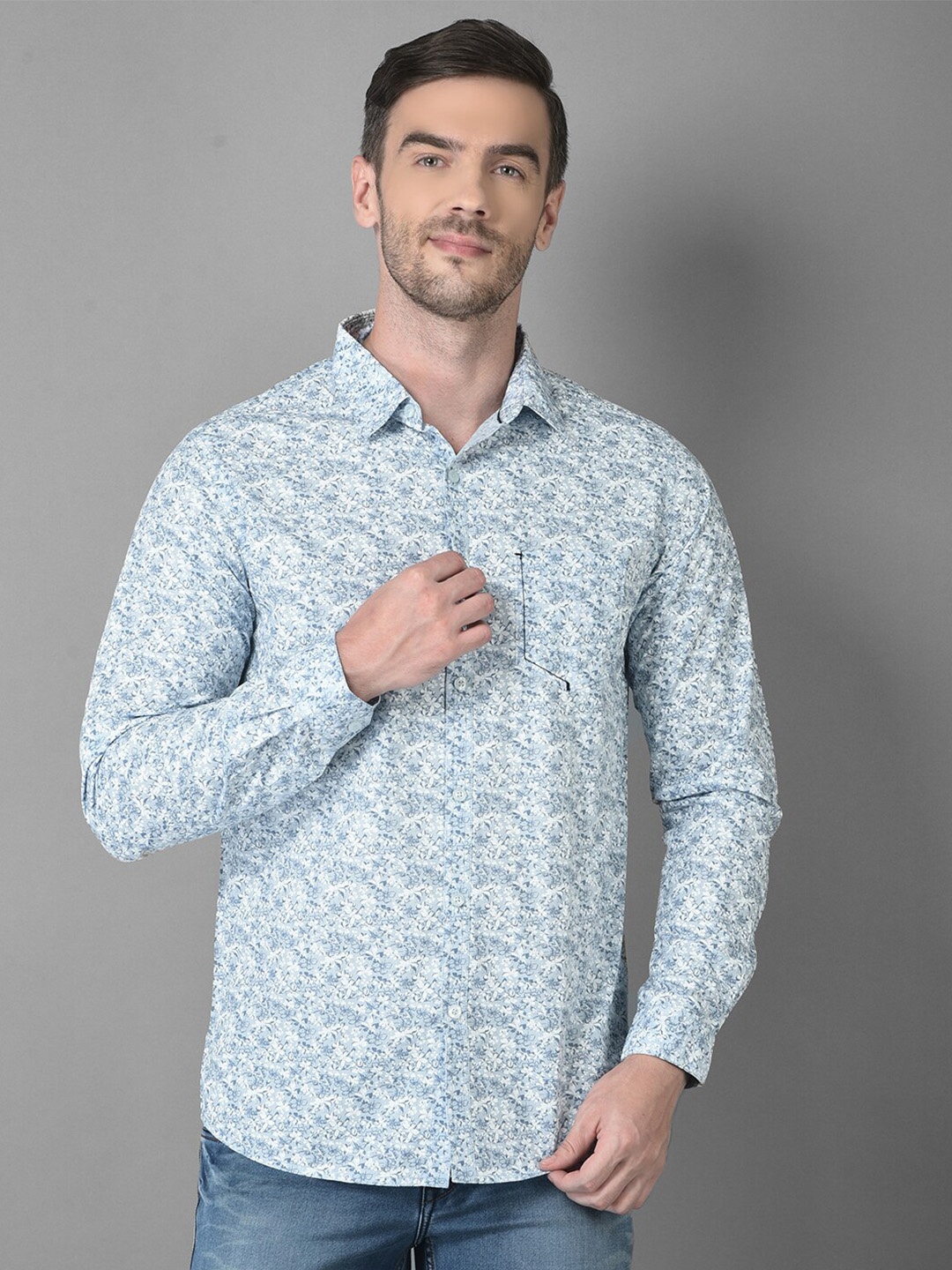 

Canary London Men Blue Smart Slim Fit Printed Casual Shirt