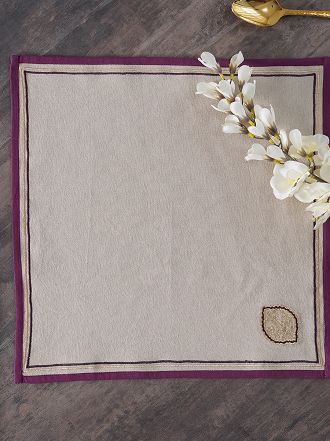 

Pure Home and Living Set Of 6 Purple Solid Cotton Table Napkins