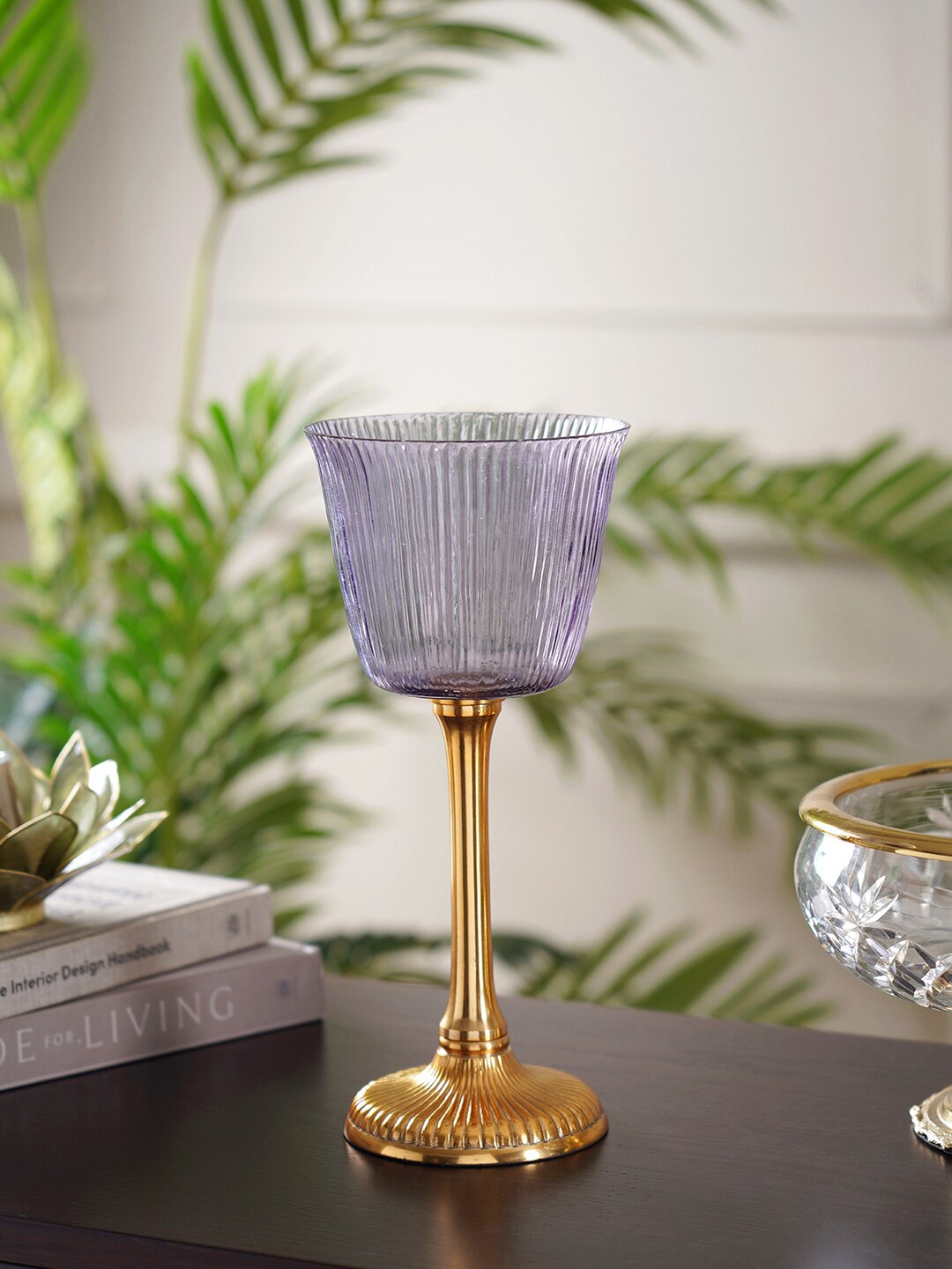 

Pure Home and Living Purple & Gold-Toned Textured Votive Candle Holders