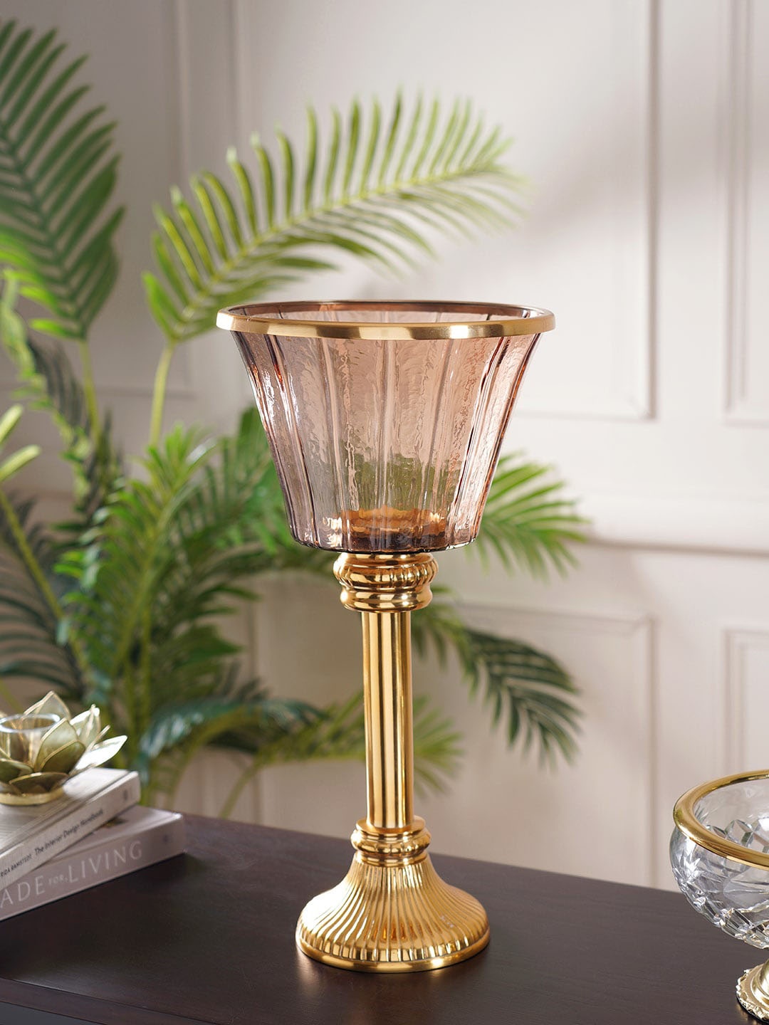 

Pure Home and Living Brown Textured Hurricane Candle Holders