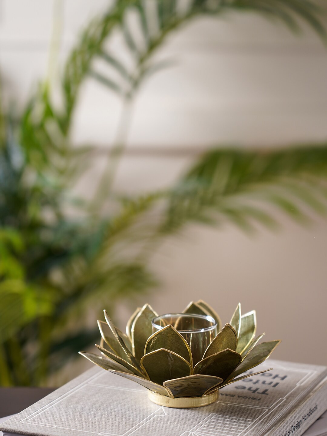 

Pure Home and Living Green Solid 22 Shells Lotus Shaped T-Light Candle Holders