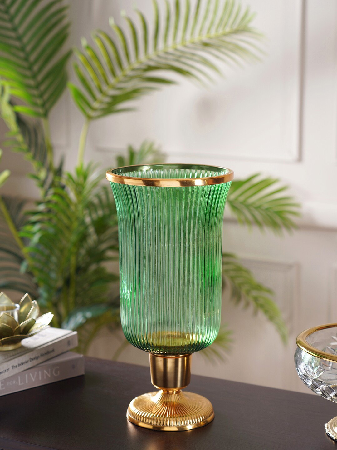 

Pure Home and Living Green Textured Hurricane Candle Holders