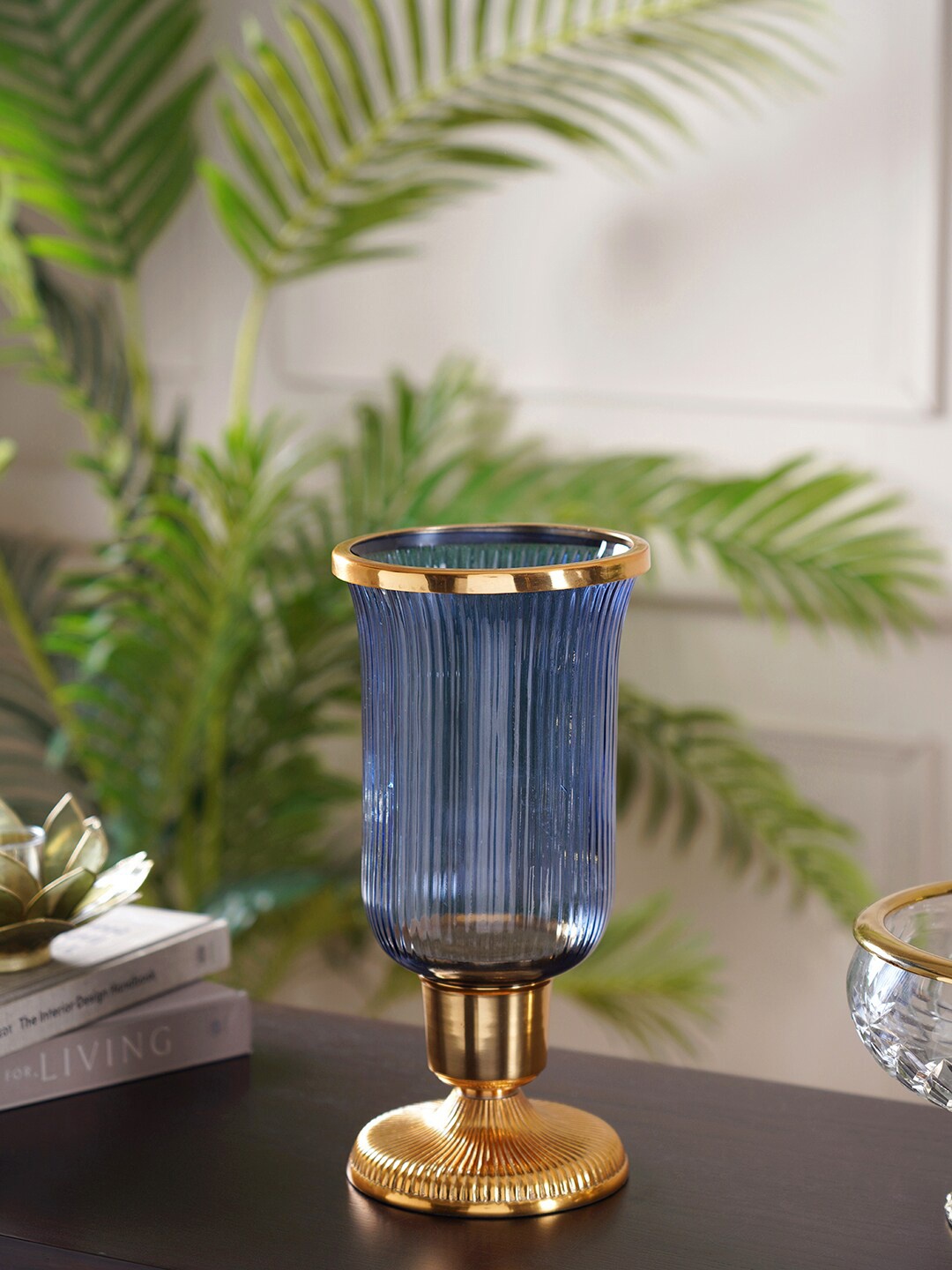 

Pure Home and Living Blue Solid Metal Candle Holders