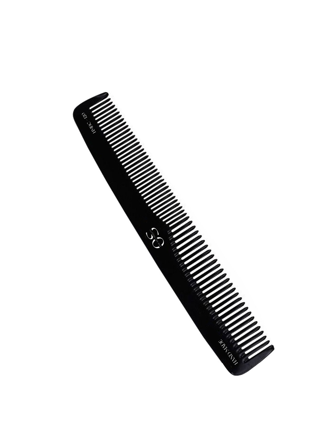 

One Sec Beauty Handcrafted Professional Fine Round Teeth Military Comb - Black