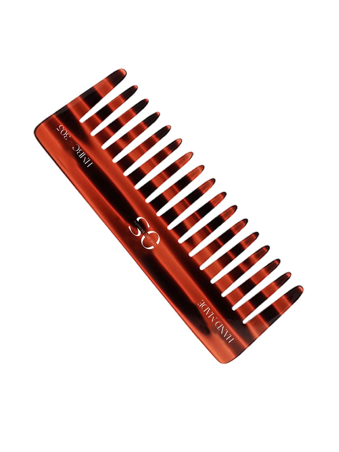 

One Sec Beauty Handcrafted Turtle Shell Easy-Grip Shampoo Comb - Maroon & Black