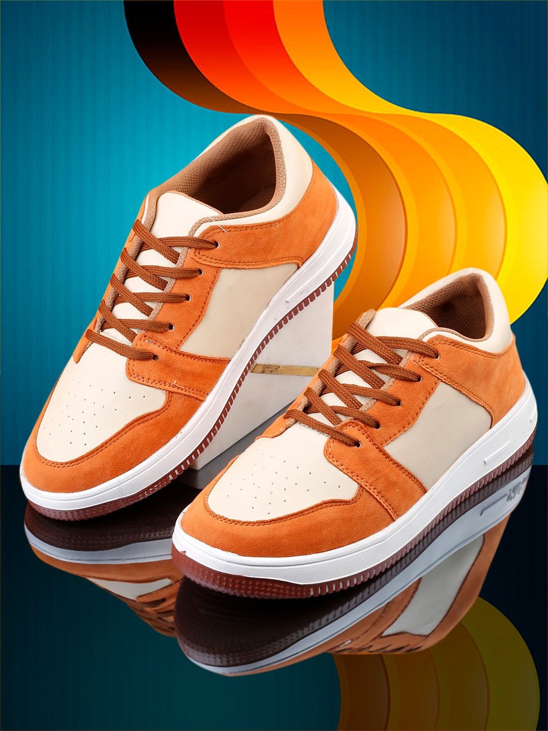 

Woakers Men Color blocked Perforations Waterproof Lining Sneakers, Tan