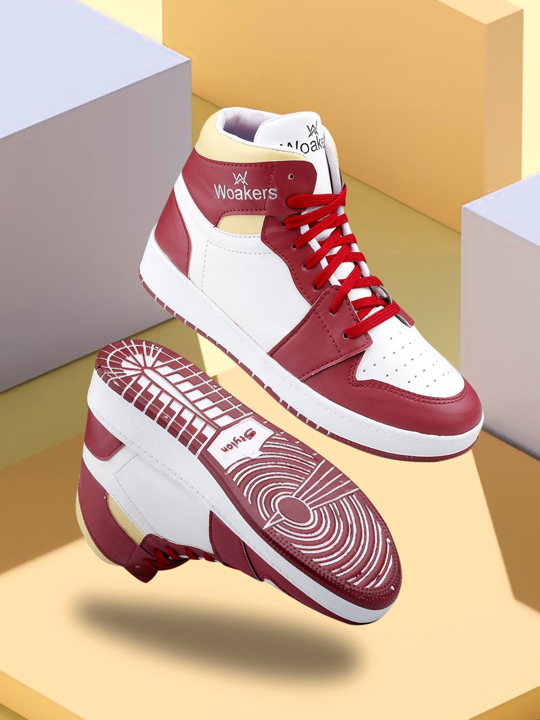 

Woakers Men Colourblocked Sneakers, Maroon