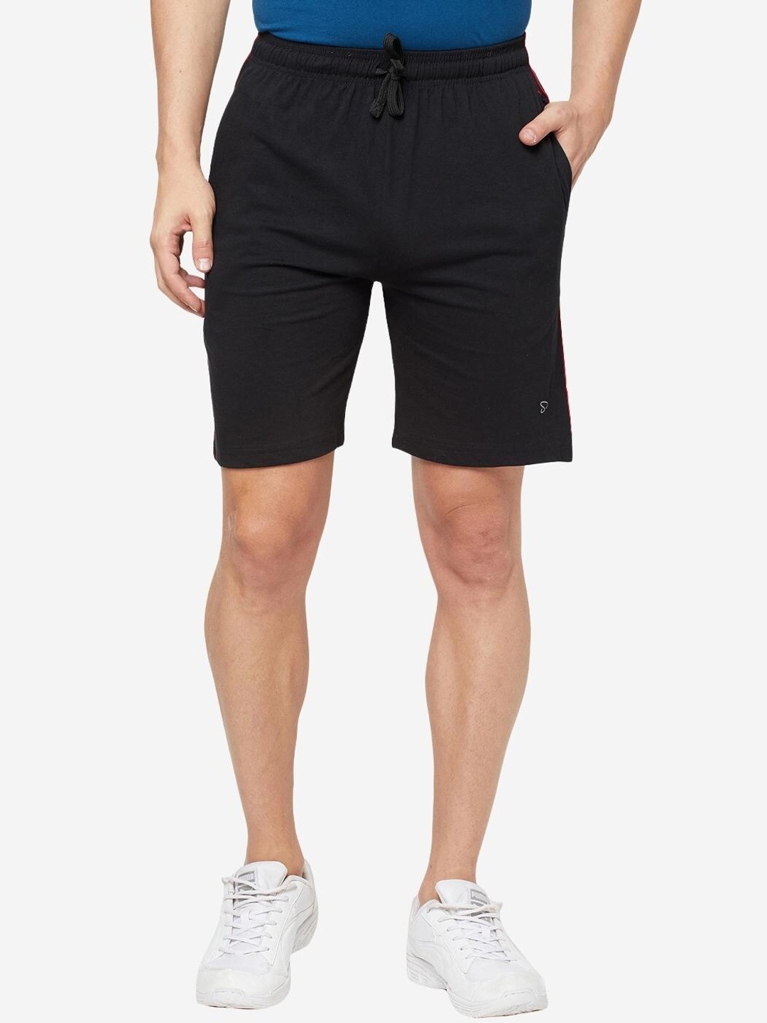 

SPORTO Men Regular Fit Mid Rise Cotton Sports Shorts, Black