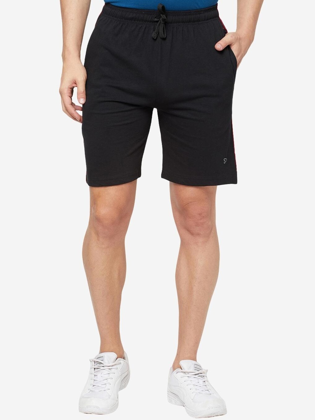 

SPORTO Men Regular Fit Mid Rise Cotton Sports Shorts, Black