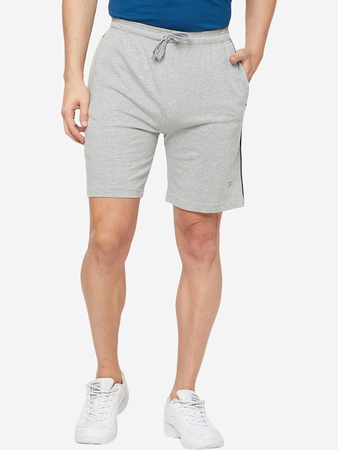 

SPORTO Men Regular Fit Mid Rise Cotton Sports Shorts, Grey melange