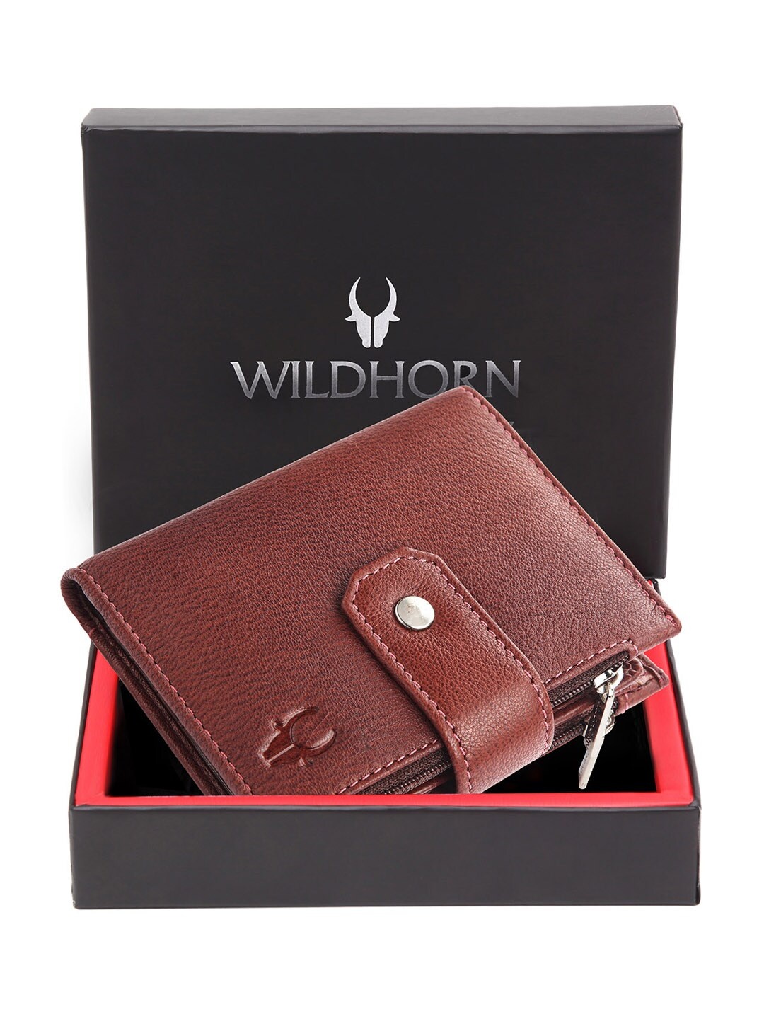 

WildHorn Men Leather RFID Two Fold Wallet, Maroon