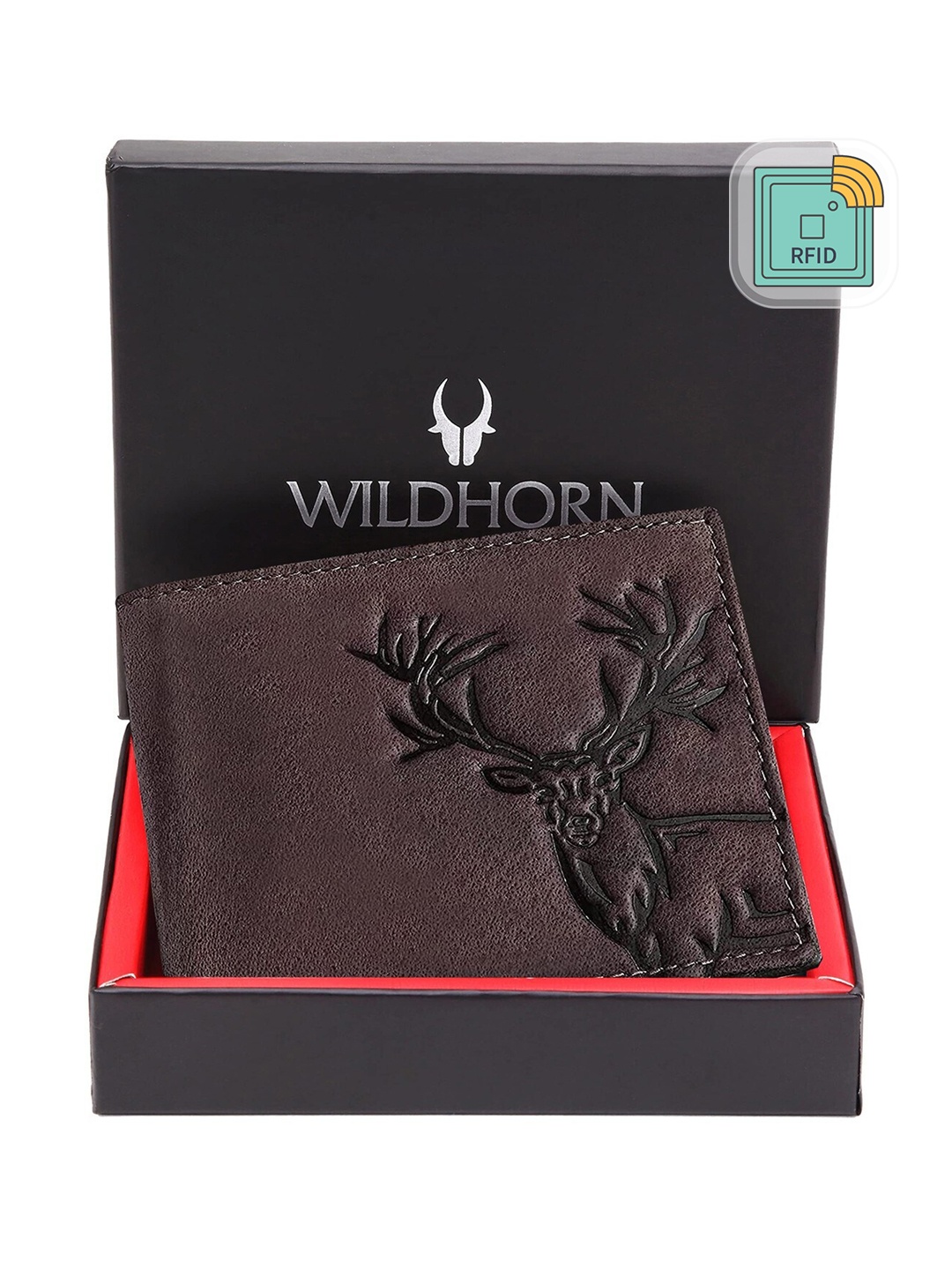 

WildHorn Men Animal Leather Two Fold Wallet, Brown