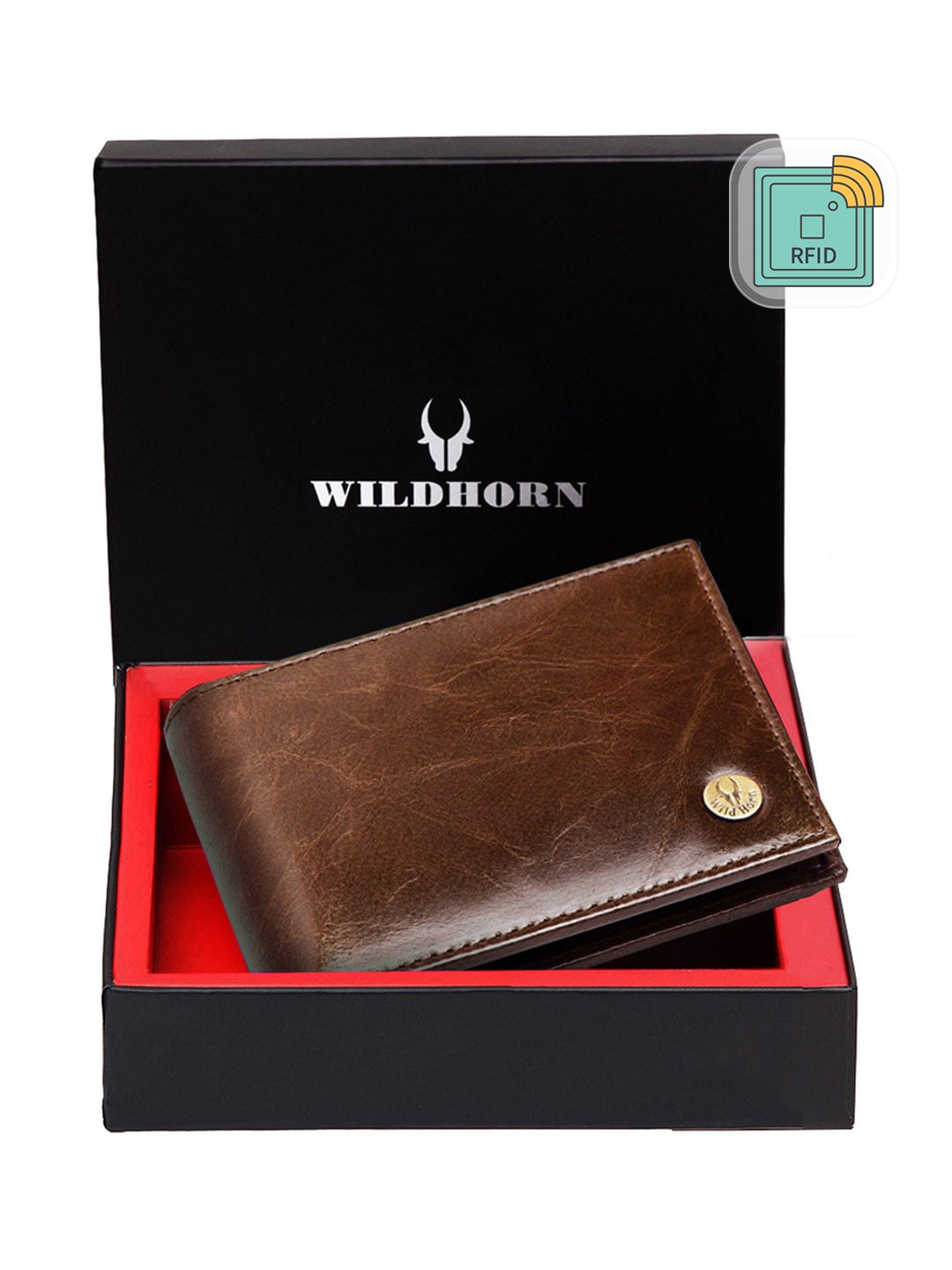 

WildHorn Men Leather Two Fold Wallet, Brown