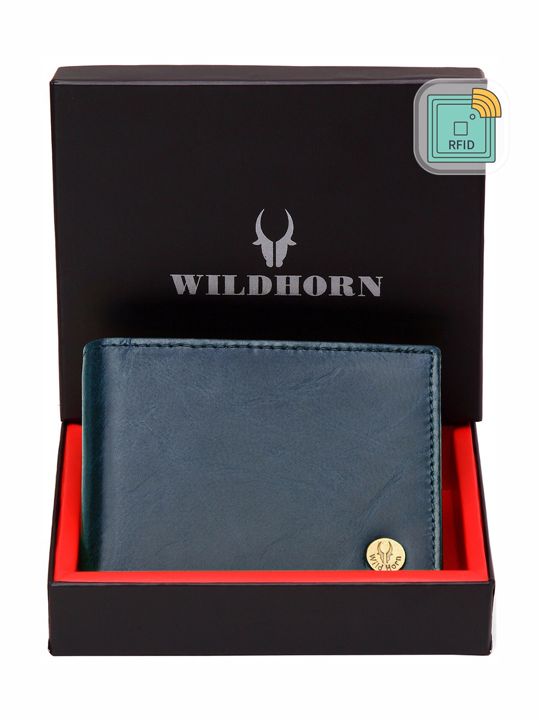 

WildHorn Men Leather Two Fold Wallet, Blue