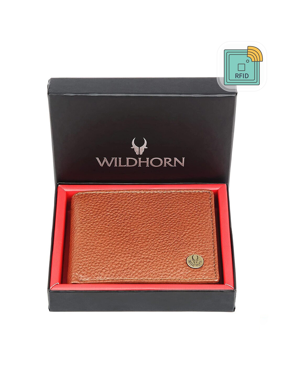 

WildHorn Men Textured Leather Two Fold Wallet, Tan