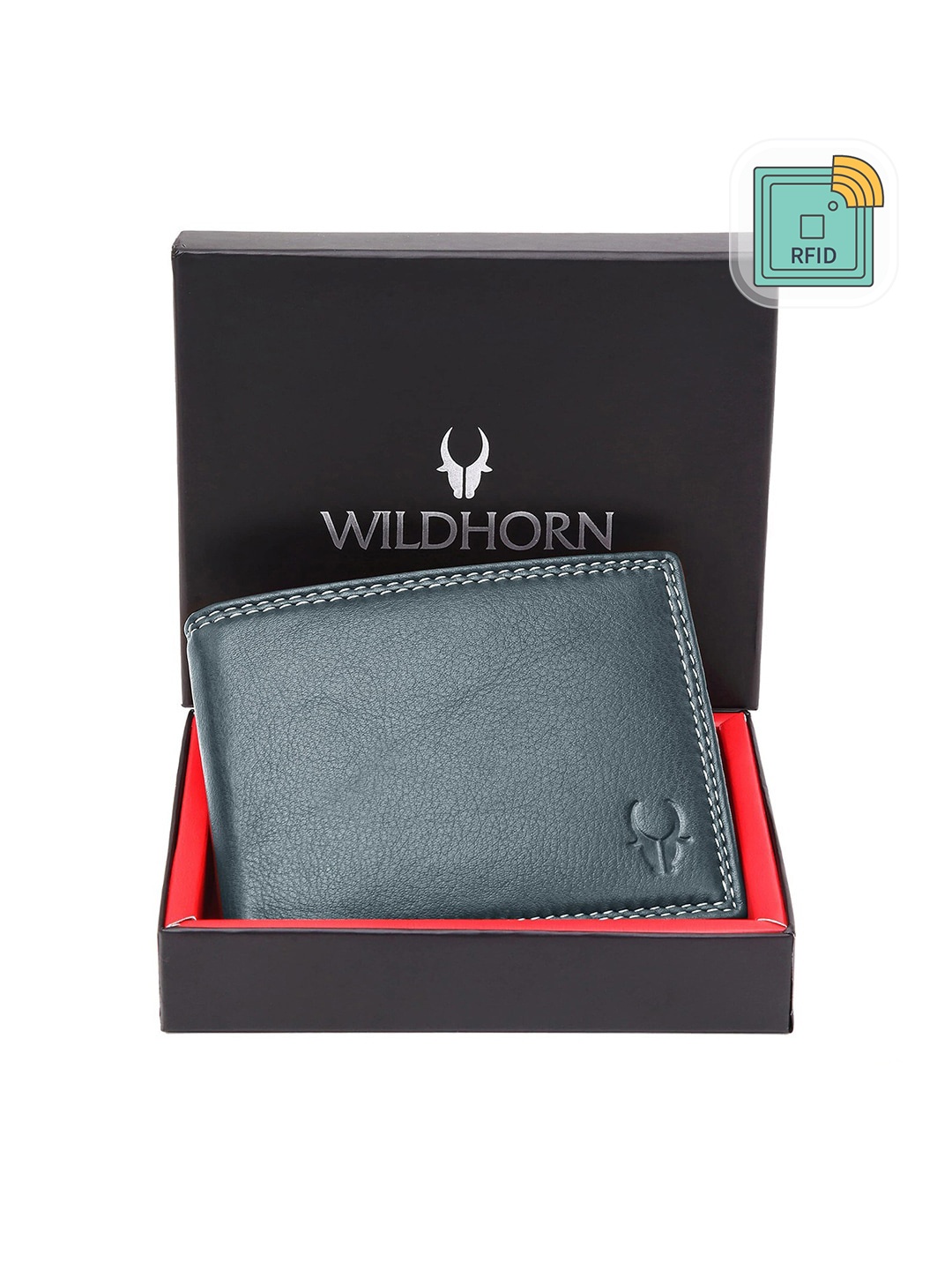 

WildHorn Men Leather Two Fold Wallet, Grey