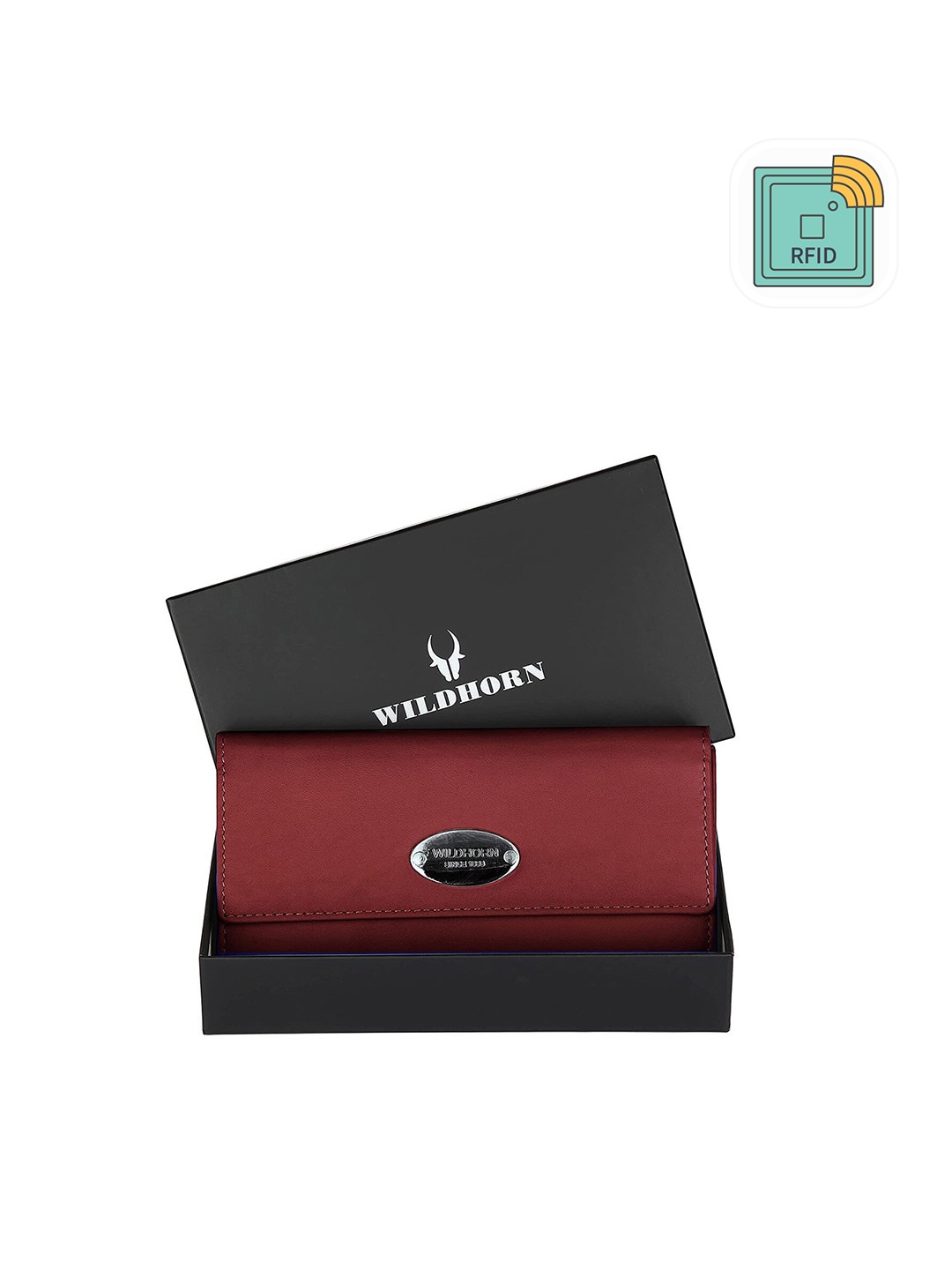 

WildHorn Women Solid Leather Envelope, Maroon