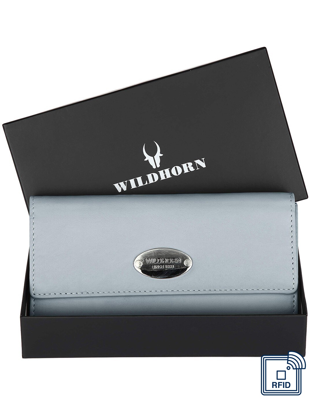 

WildHorn Women Leather Envelope Wallet, Blue