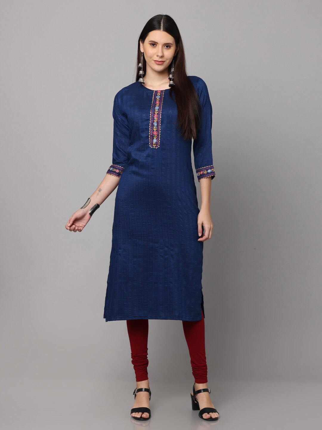 

NAYRA Women Navy Blue Yoke Design Gotta Patti Kurta