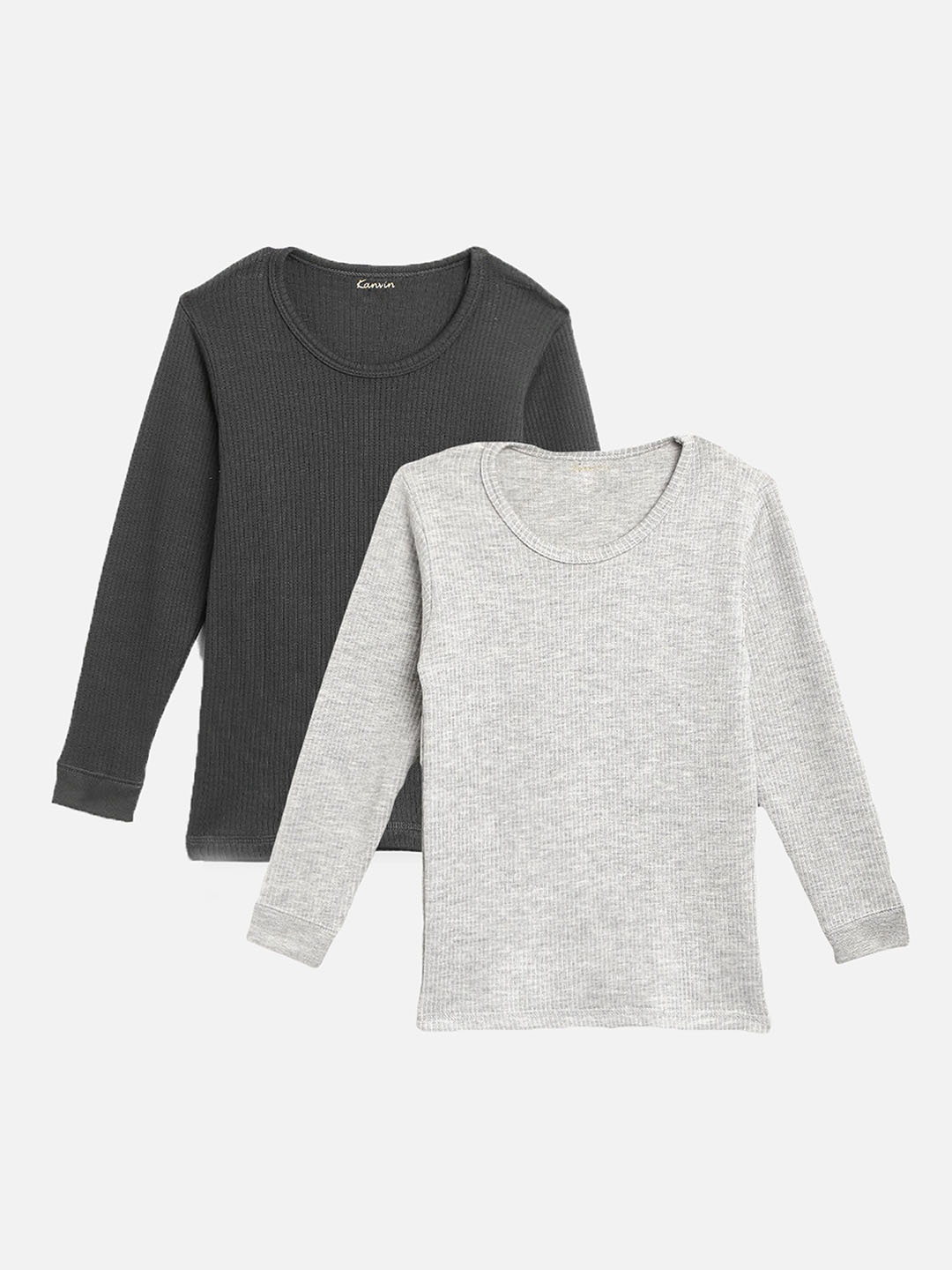 

Kanvin Boys charcoal grey and grey Pack of 2 Solid Thermal Tops