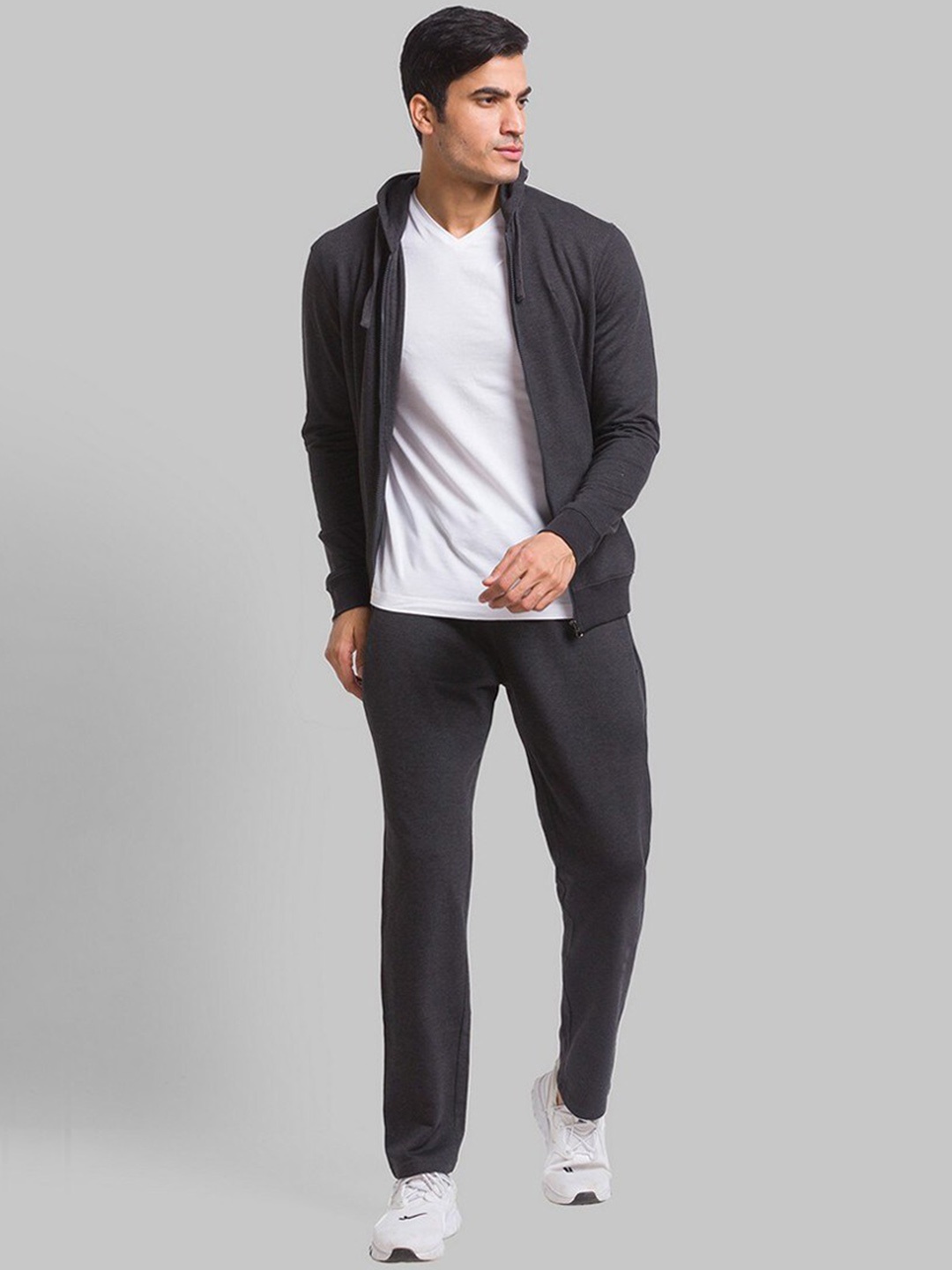 

Parx Men Mid-Rise Slim Fit Casual Cotton Track Pant, Charcoal