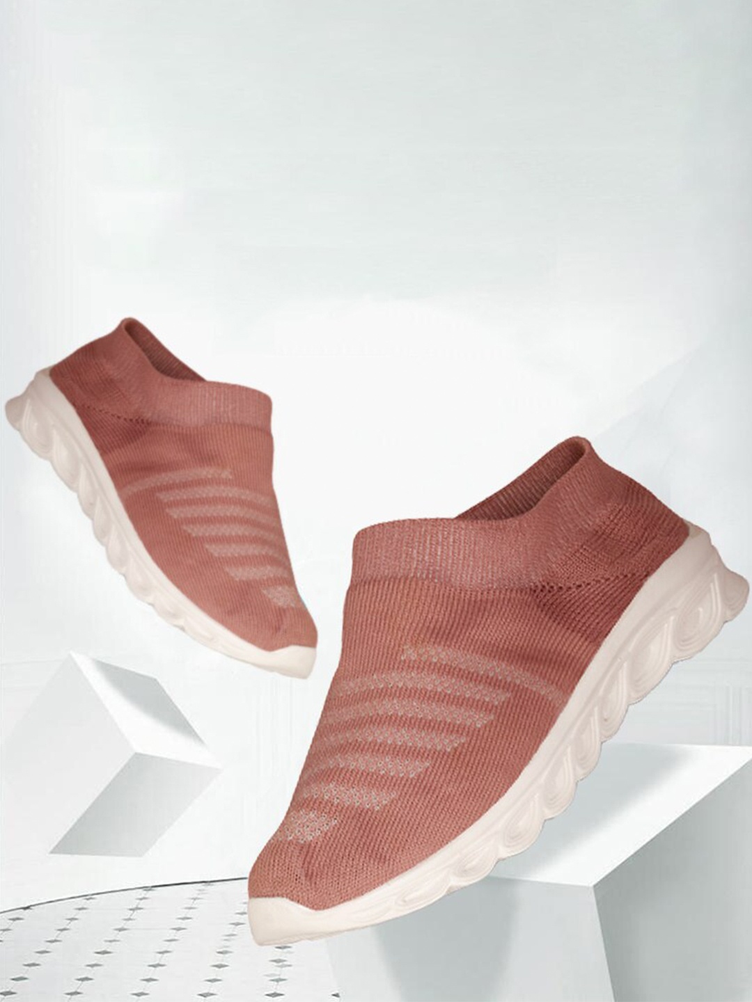 

Denill Women Peach-Coloured Mesh Walking Non-Marking Sports Shoes