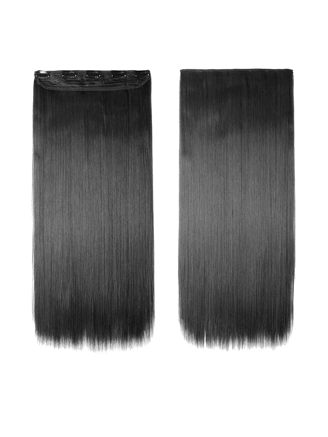

CHANDERKASH 24" Dark Brown 5 Clips Straight Synthetic Fiber Hair Extensions, Black