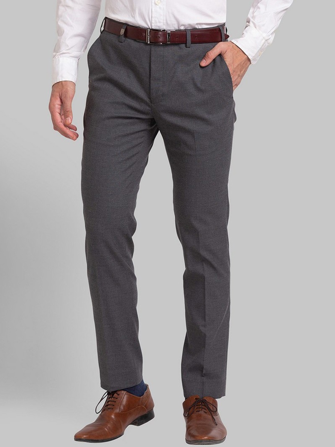 

Park Avenue Men Grey Slim Fit Trousers