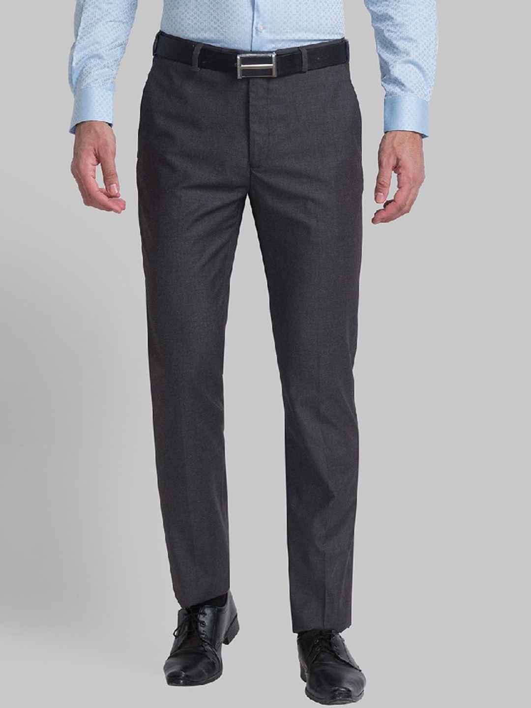 Raymond Men Grey Solid Formal Trousers