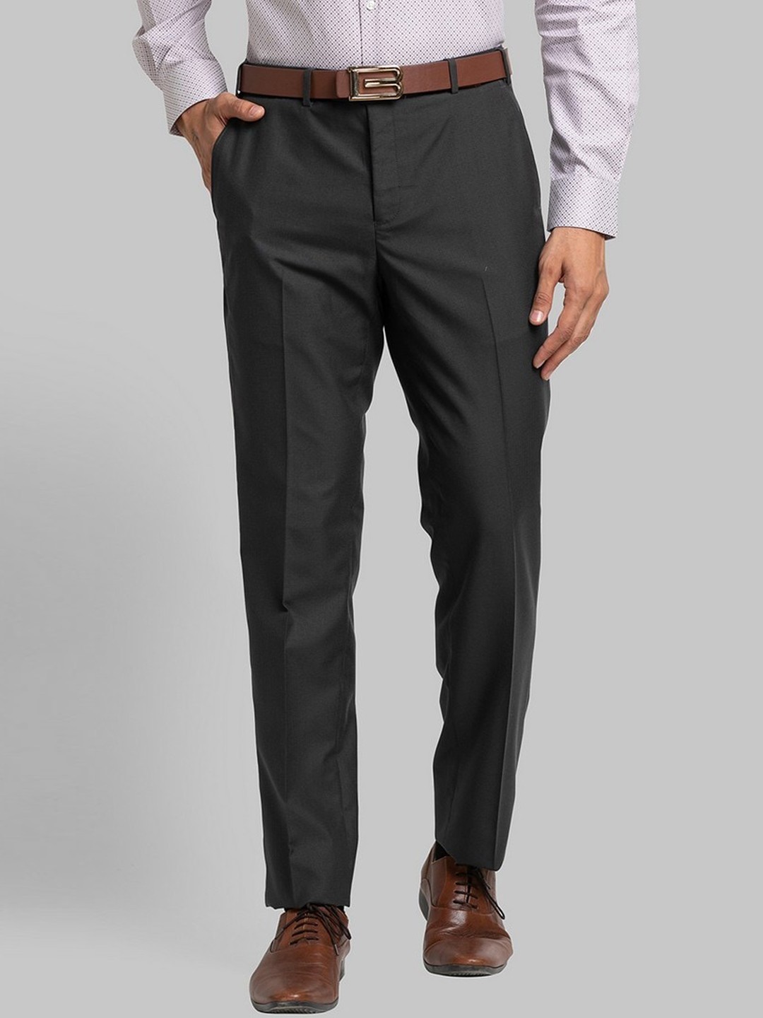 

Raymond Men Grey Solid Regular-Fit Formal Trouser