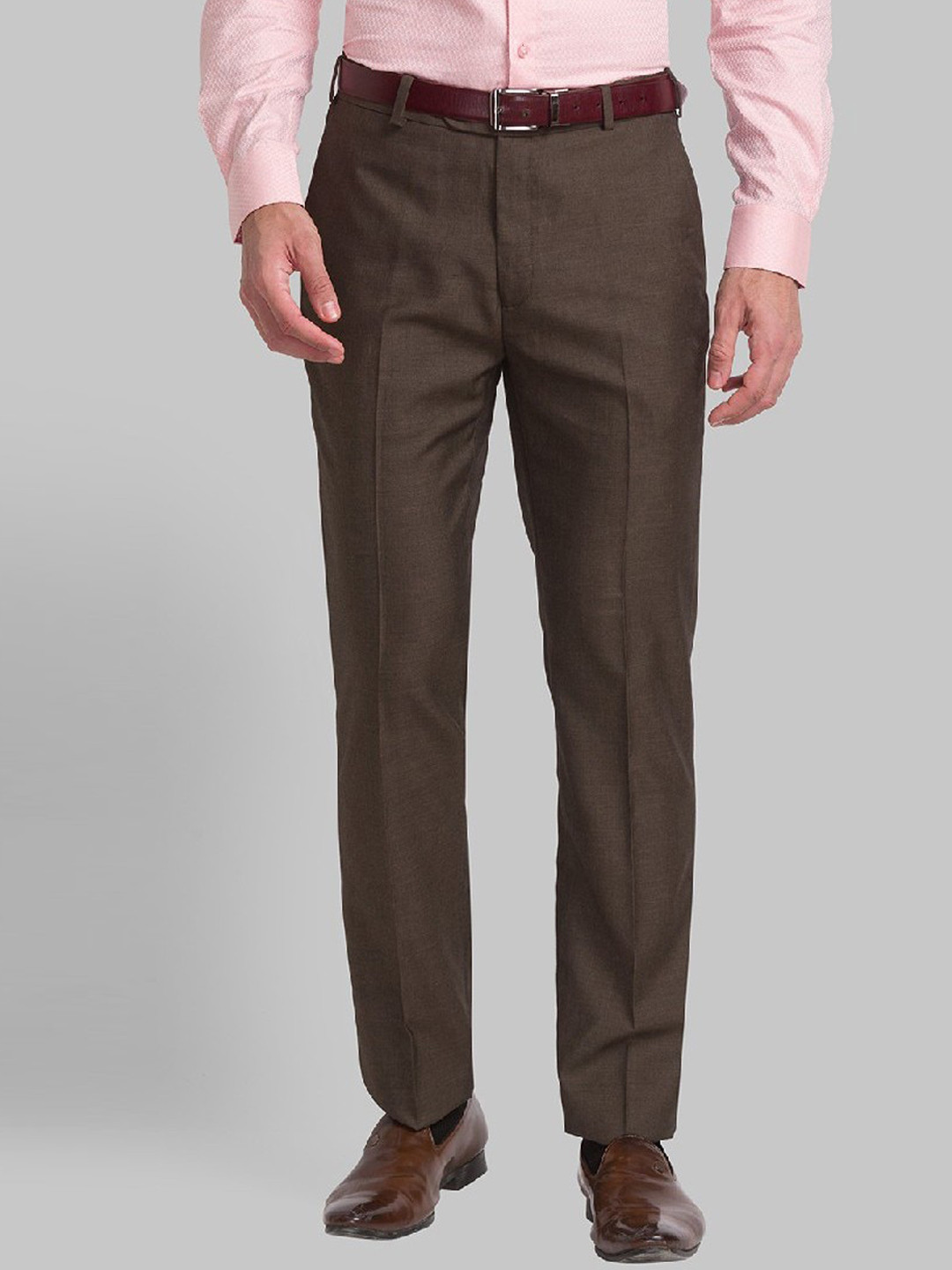 

Raymond Men Brown Solid Formal Trousers