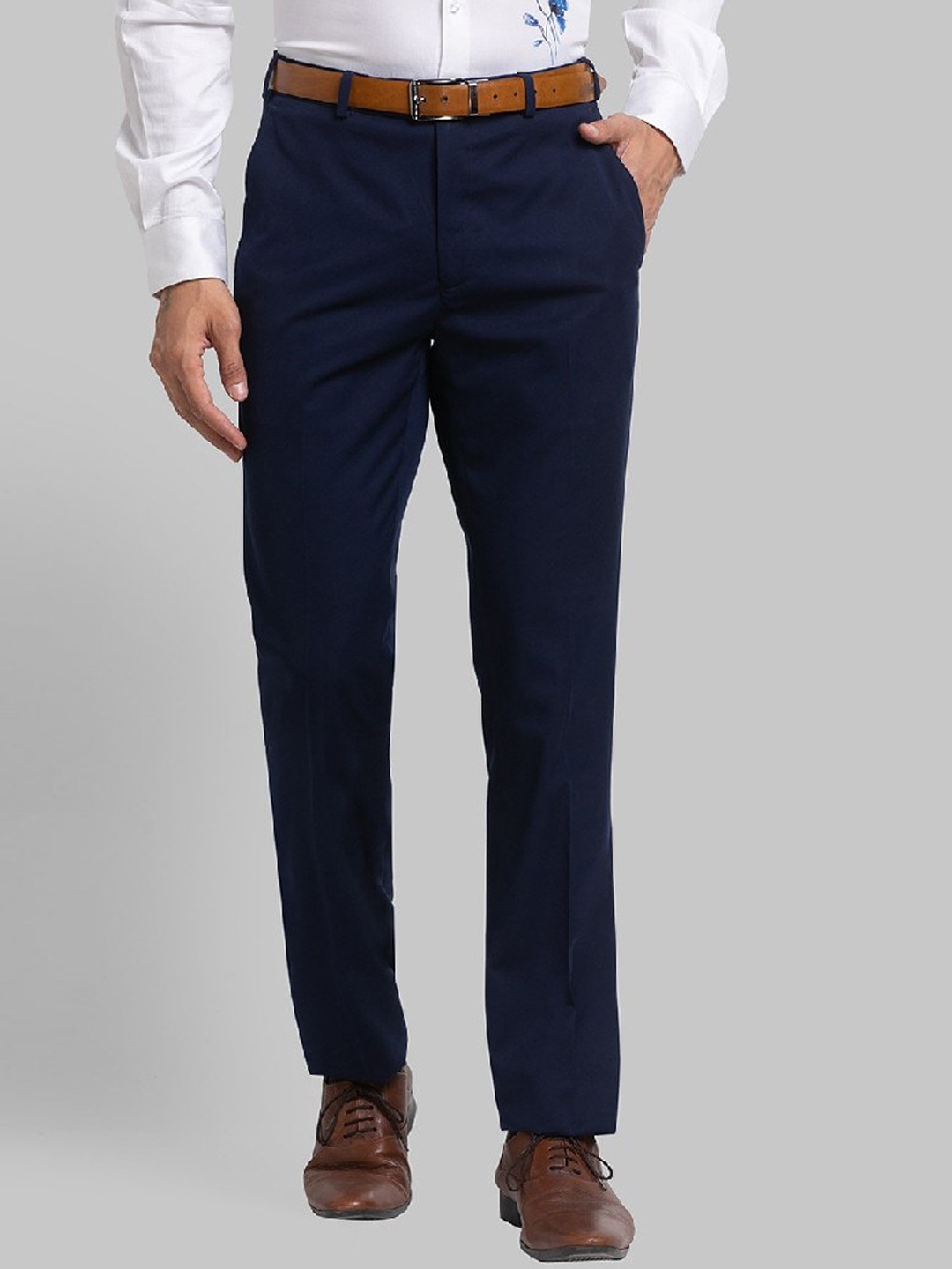 

Raymond Men Blue Solid Formal Trouser