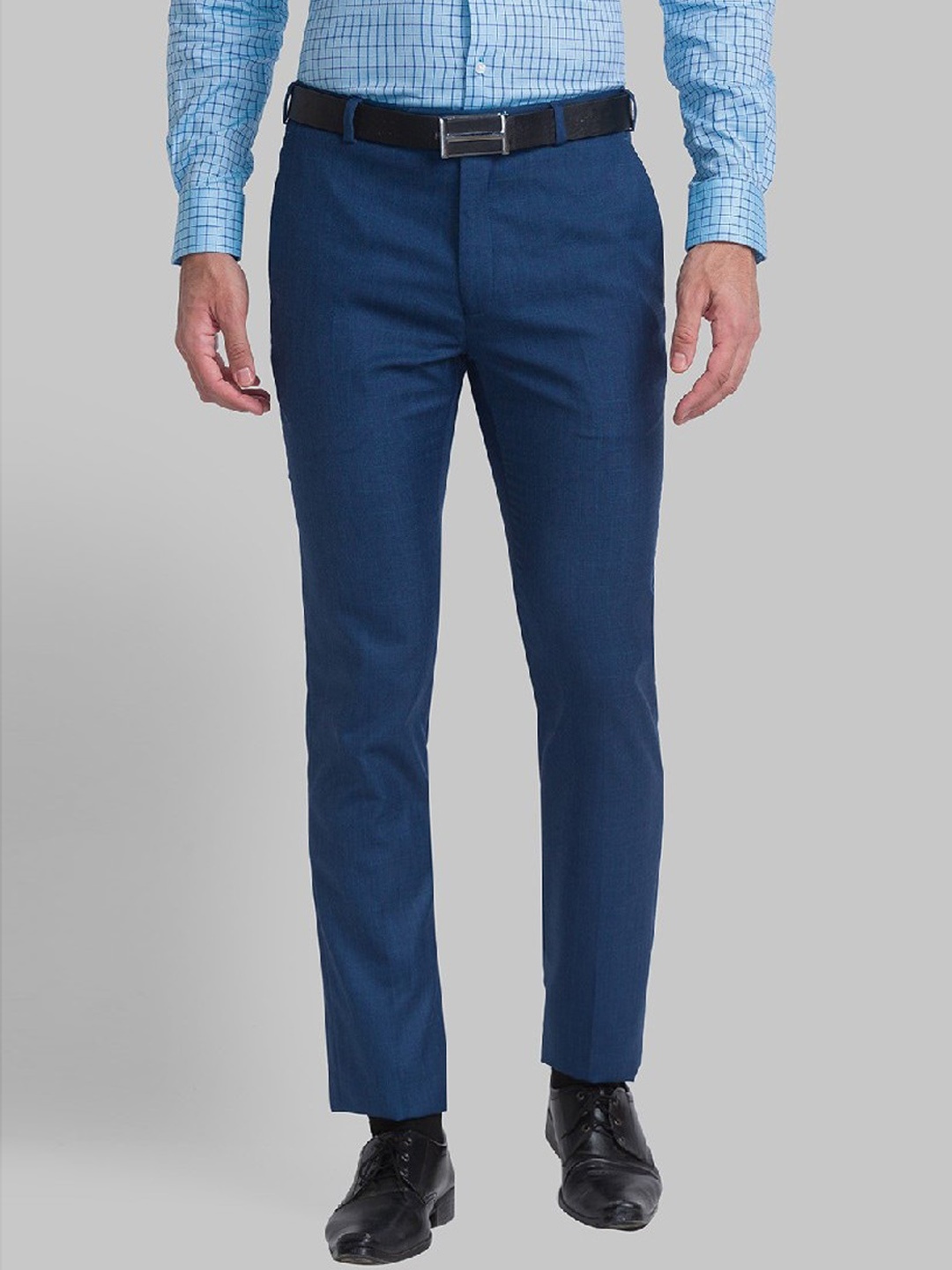

Raymond Men Blue Solid Formal Trouser