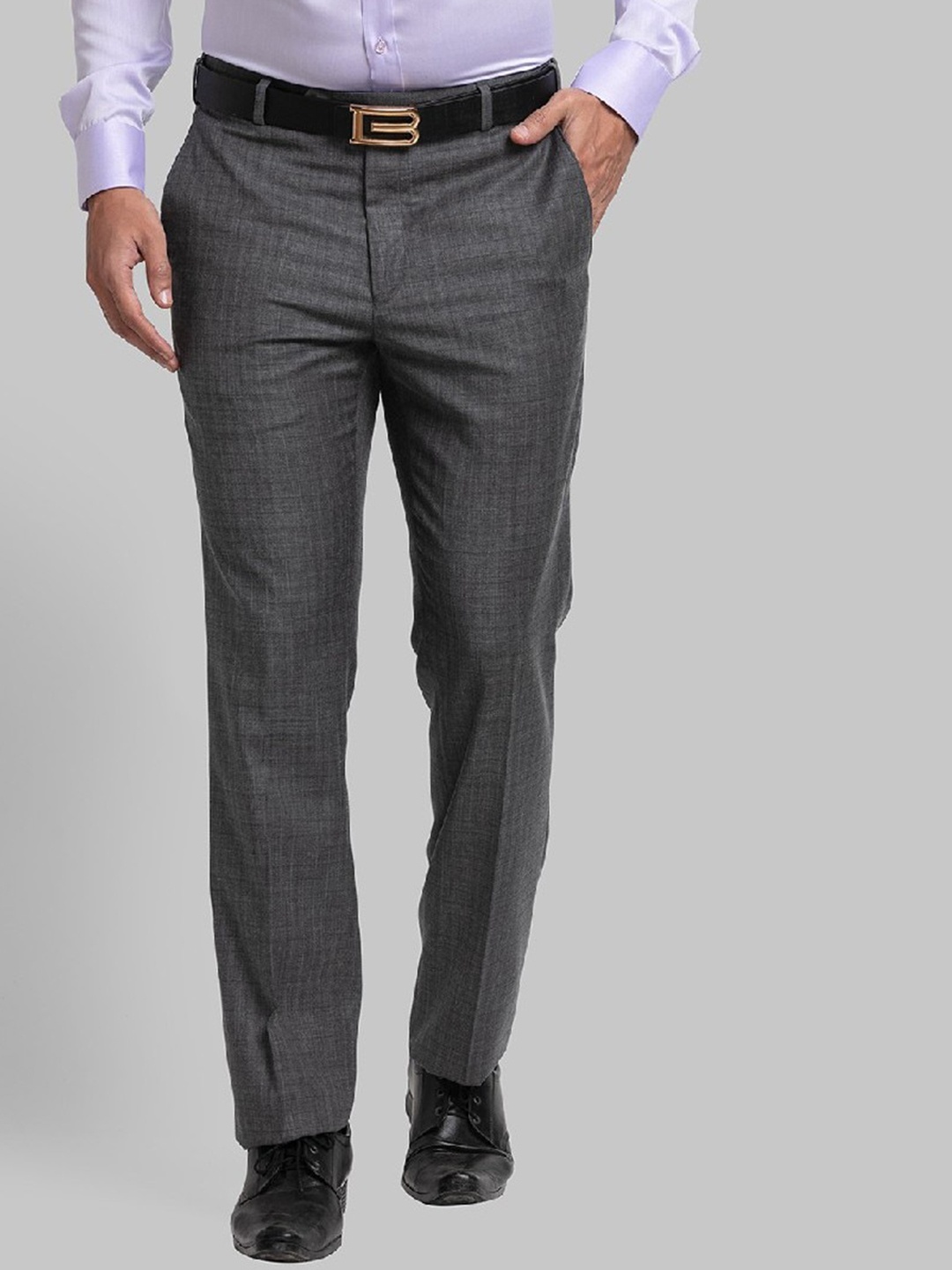 

Raymond Men Grey Solid Formal Trouser