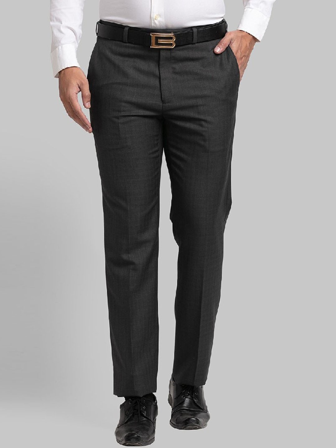 

Raymond Men Grey Solid Formal Trouser