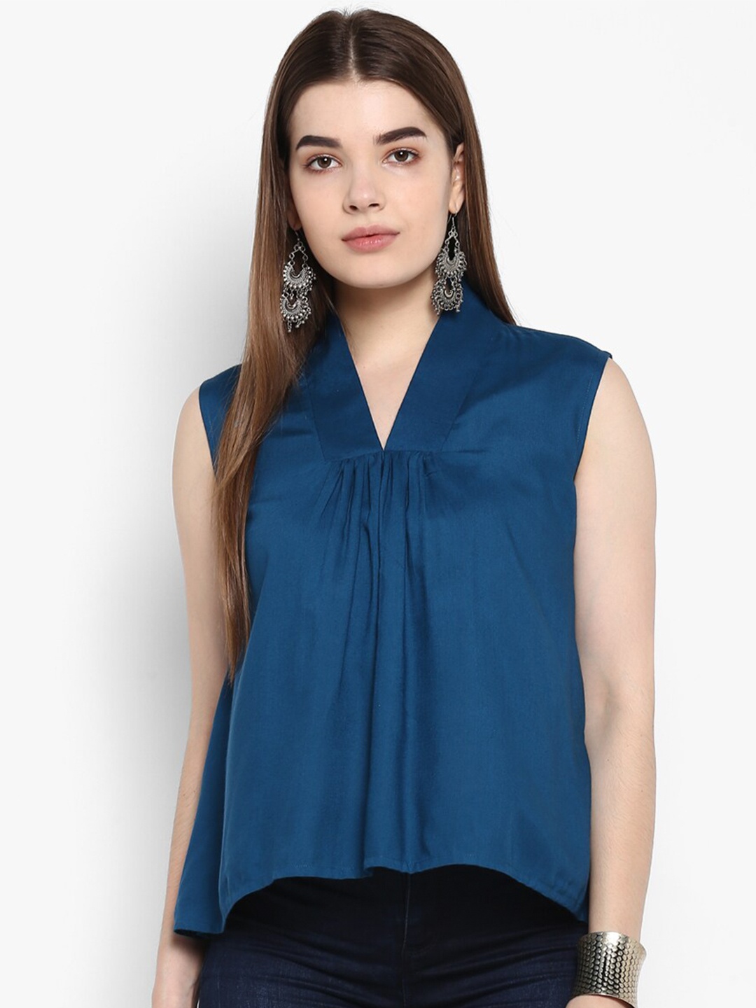 

ETHNIC STREET Teal Crepe Top