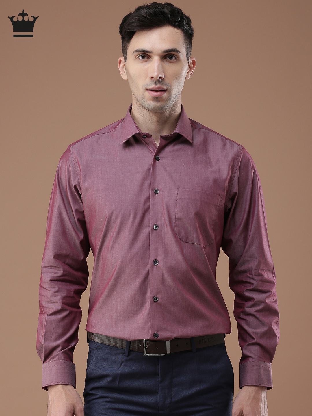

Louis Philippe Men Burgundy Slim Fit Solid Formal Shirt