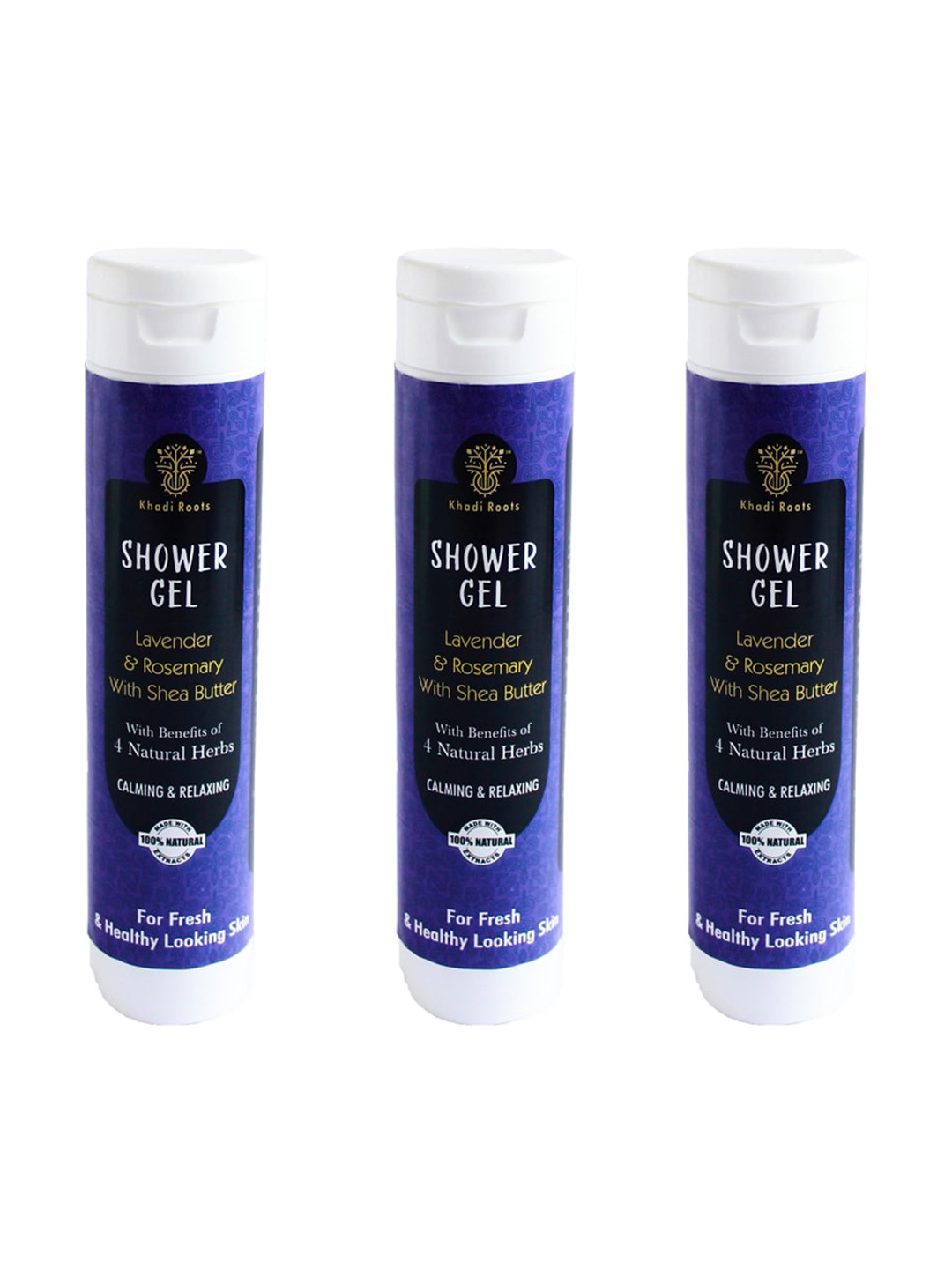 

Khadi Roots Set of 3 Lavender & Rosemary Shower Gel with Shea Butter - 200 ml Each, Blue