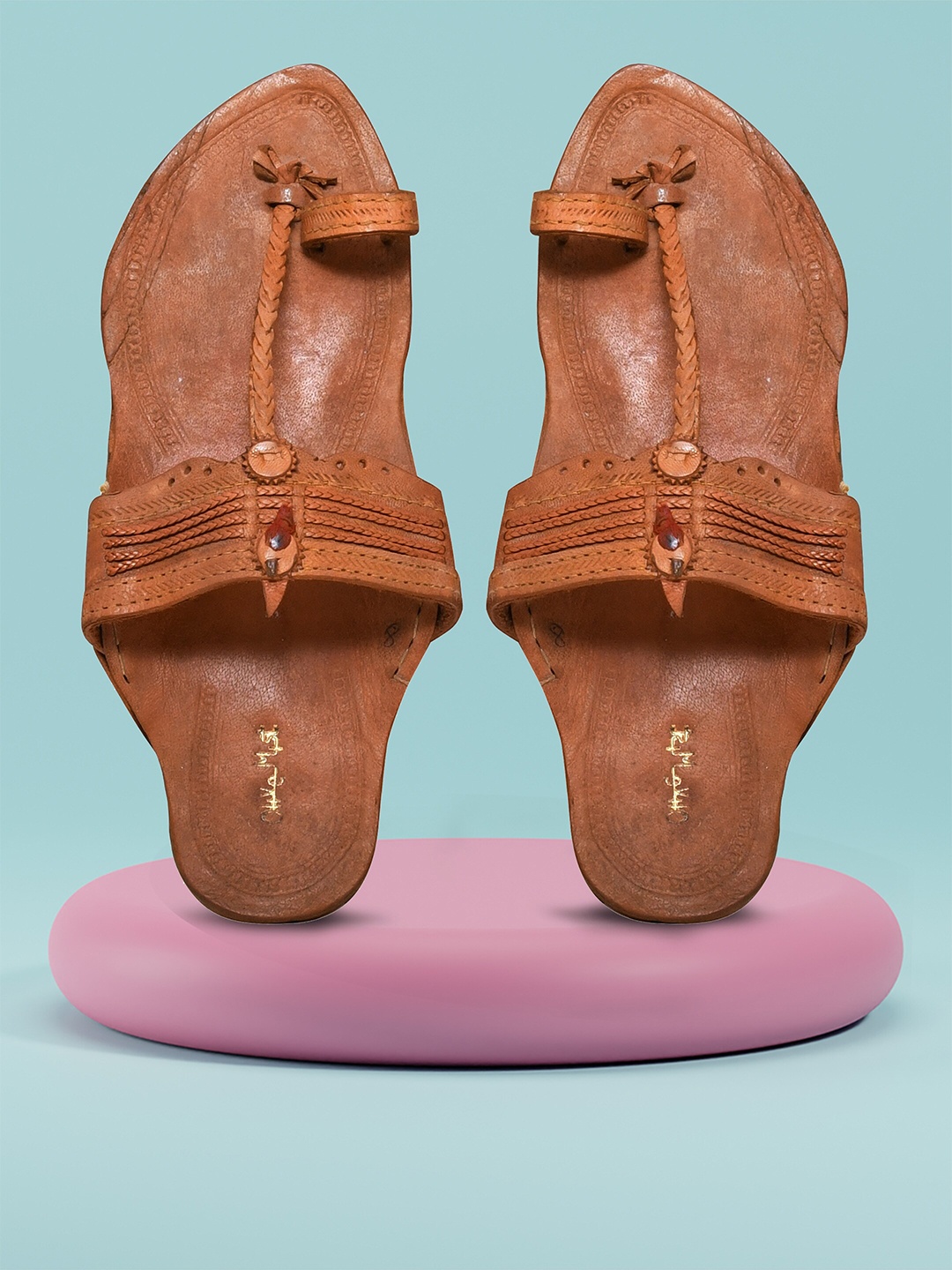 

OLIVE MIST Men Tan Ethnic Leather Comfort Kolhapuris