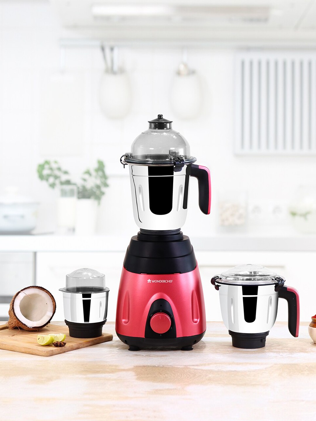 

Wonderchef Black & Pink Solid Mixer Grinder With 3 Jars