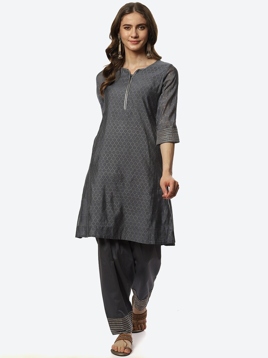 

Biba Women Printed Kurta with Salwar, Grey