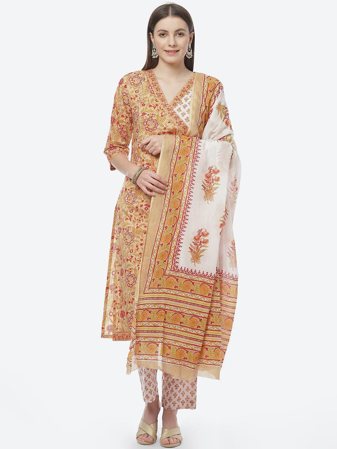 

Biba Beige & White Printed Unstitched Dress Material