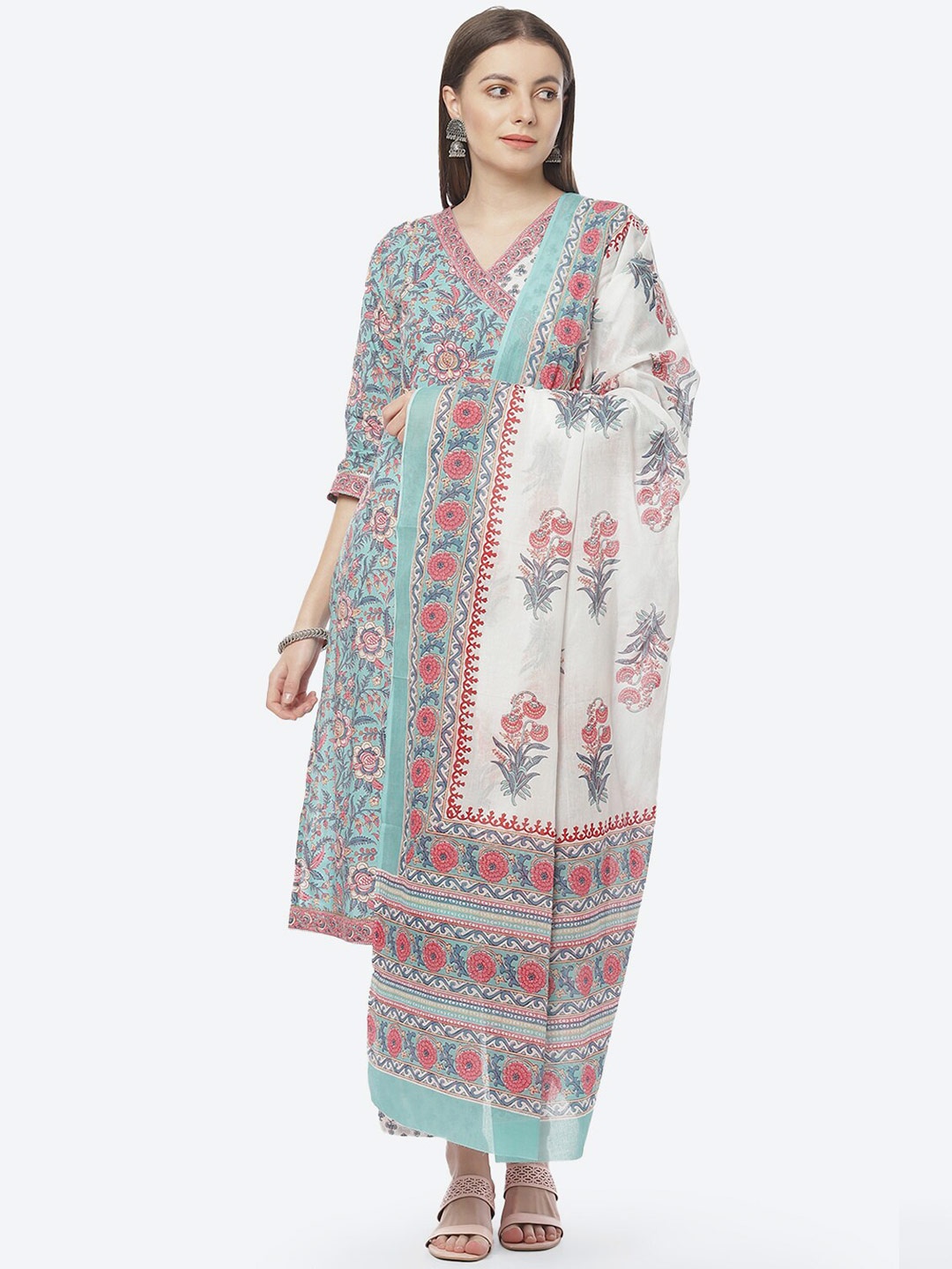 

Biba Blue & Pink Printed Unstitched Dress Material
