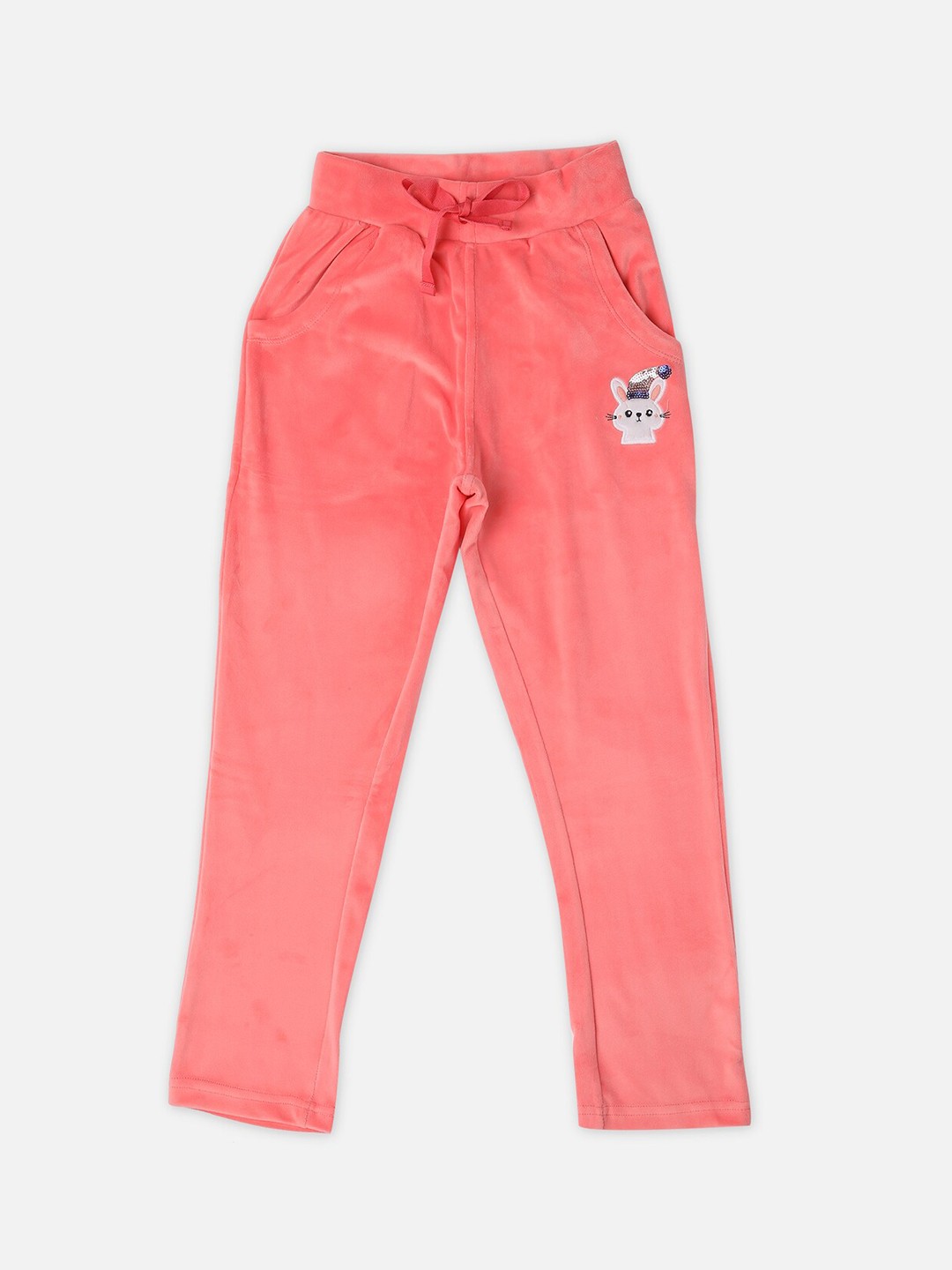 

Sweet Dreams Girls Peach Coloured Solid Lounge Pants