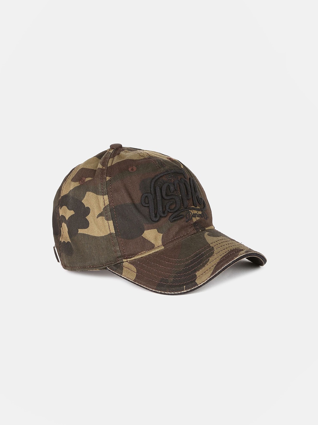 

U S Polo Assn Men Green & Grey Camouflage Printed Cap
